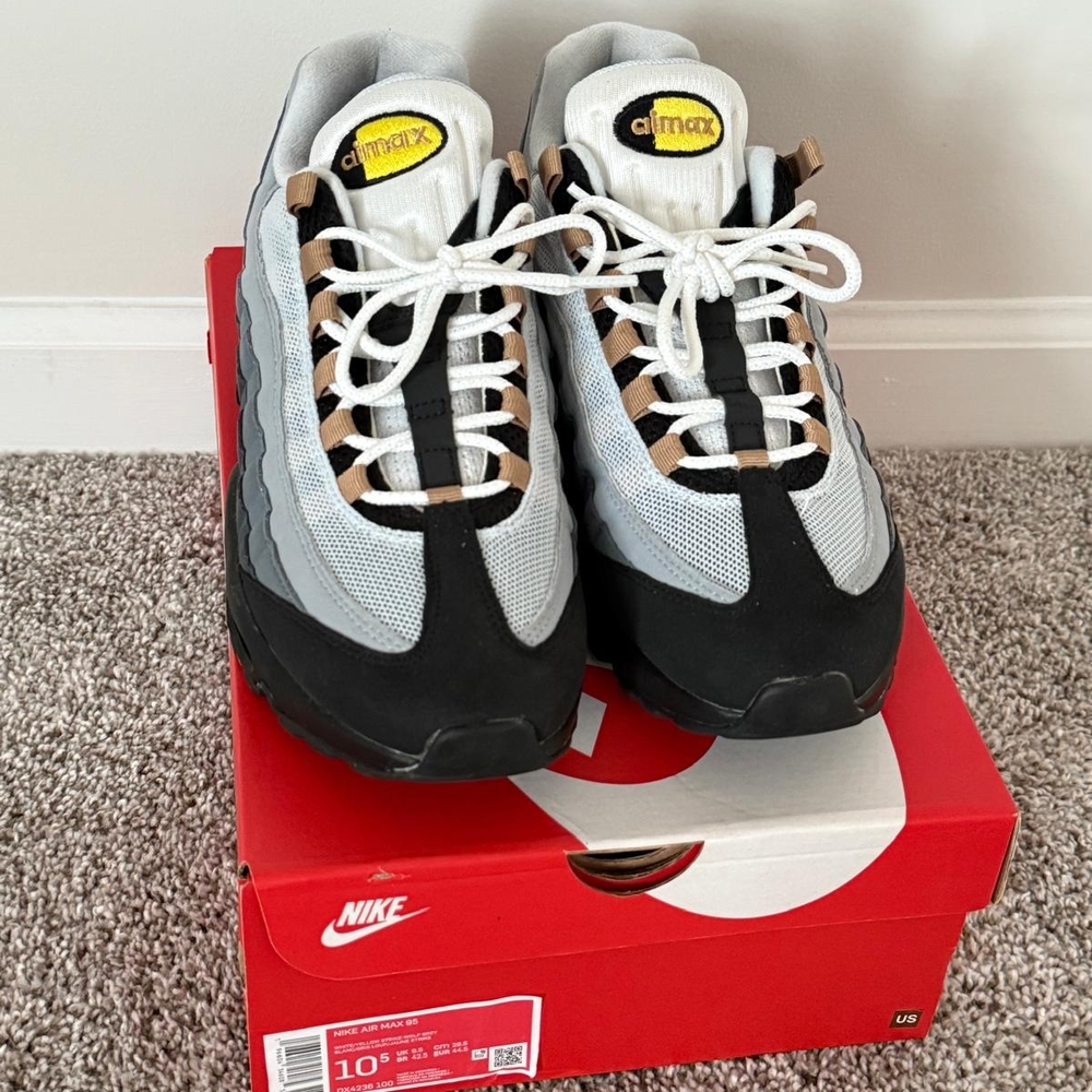 Yellow Strike Icon Nike Air Max 95 Men's Shoes - White, Yellow, Black and Gray